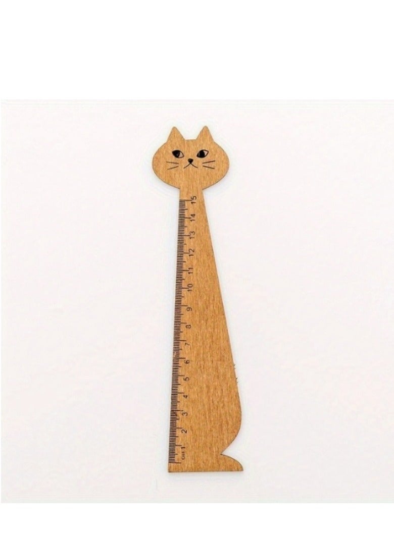 2-Pack Cute Cat Drawing Ruler Wooden Measuring Ruler Measuring Tool Stationery Gift for Students - Image 4