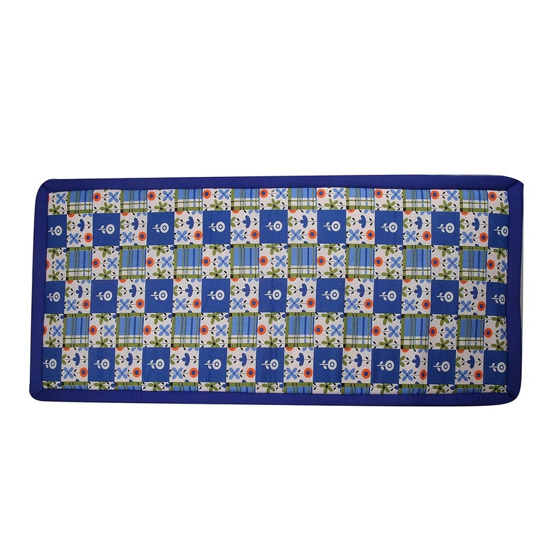 Generic Future Lifestyle Foldable Cushion Mat Korai River Grass 3 X 6 ft Fabric Blue Cotton with 18 MM Soft Foam Portable and Comfort Sleep - Image 5