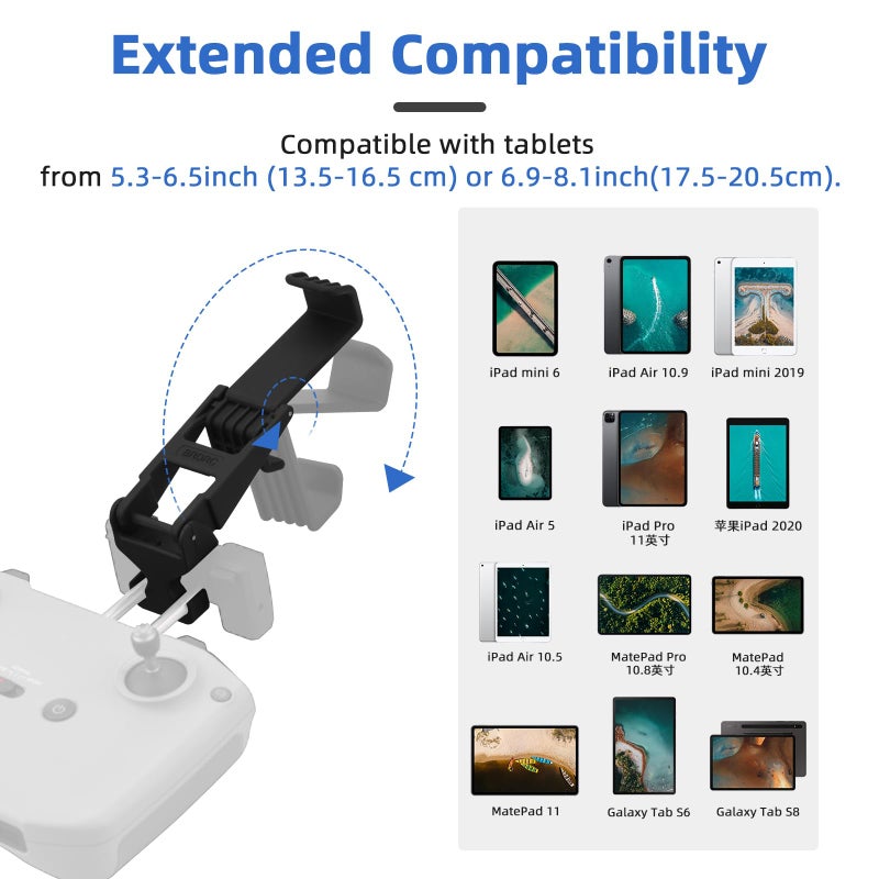 HeiyRC Tablet Holder Mount for DJI Neo, Mini 4K, Mini 4 Pro, Mini 3/3 Pro, Mini 2 SE, AIR 3, Mavic 3 Pro, Mavic Air 2S Adjustable Remote Controller Extended Bracket for iPad mini/Air Accessories - Image 2