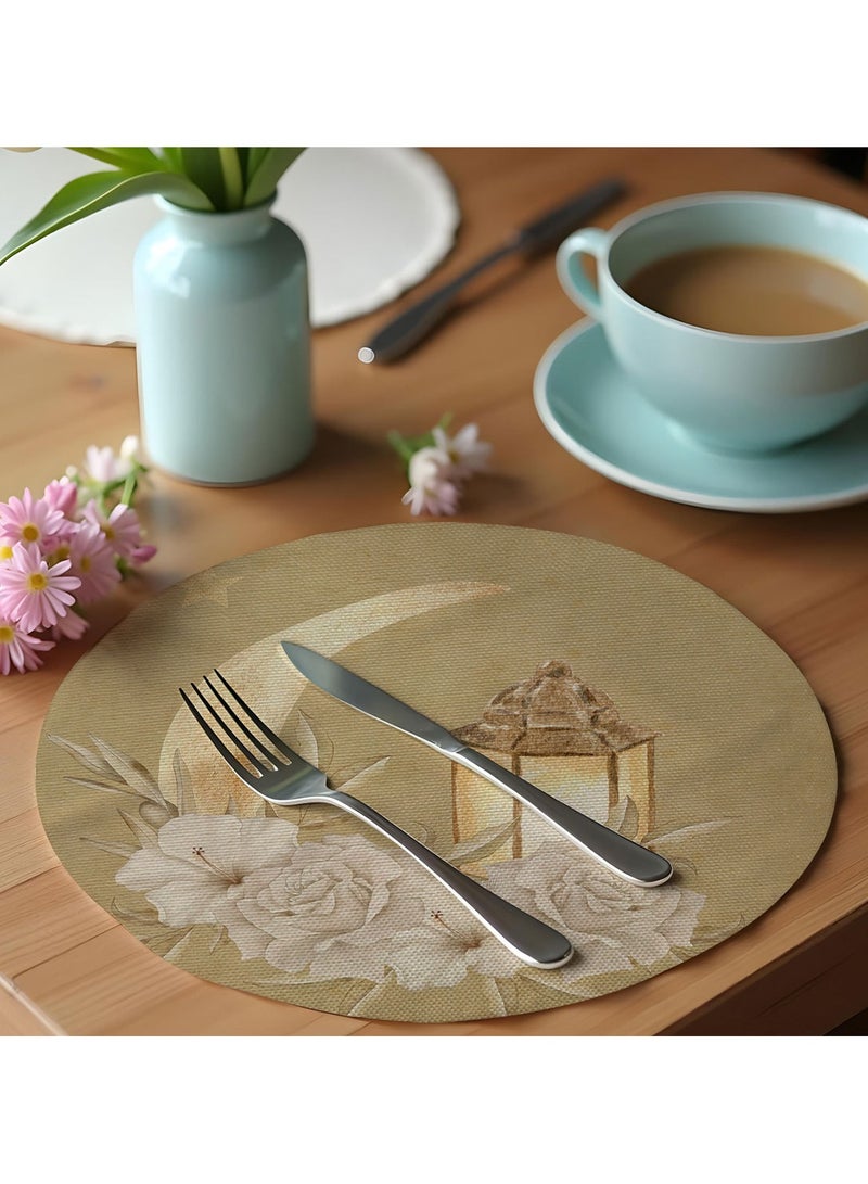 Moon circular placemat,Party and Ramadan decorations, Home decorations, Table decoration，Eid al-Adha,4 PCS - Image 1