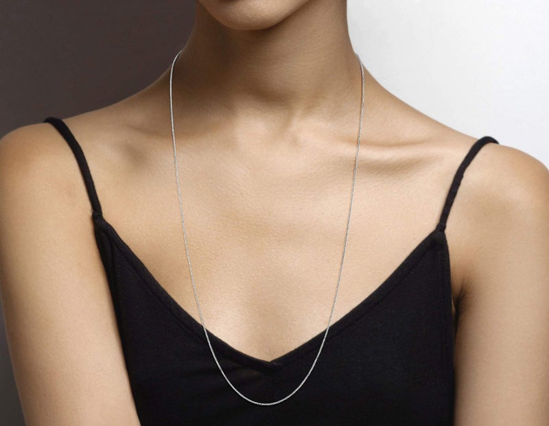 Miabella Italian 925 Sterling Silver 1mm Box Chain Necklace for Women, Thin Solid Necklace Made in Italy (Length 30 Inches) - Image 3