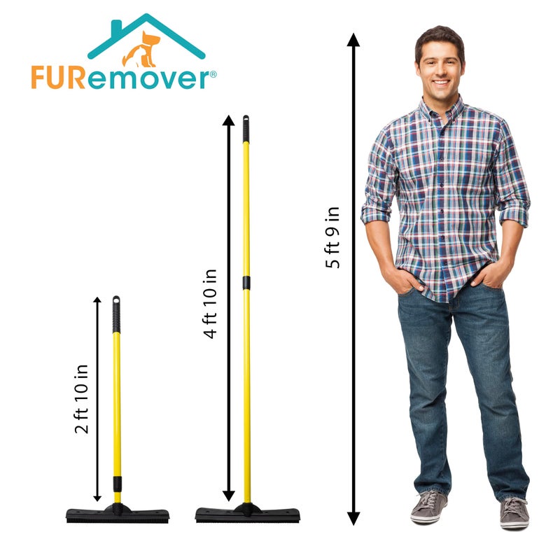 FURemover طقم فرش نسالة ومكنسة بلاستيكية لإزالة شعر الحيوانات الأليفة مكون من قطعتين - Image 3