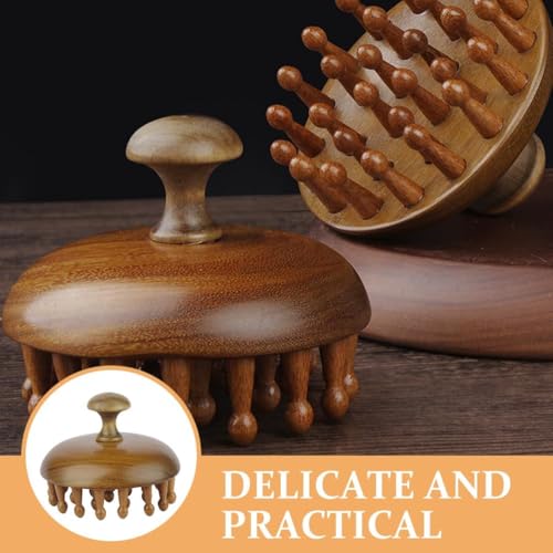 Flavoma Natural Wood Tooth Hair and Scalp Massager Comb | 28 Teeth Massage Comb | Stress Relief & Detox Shampoo Brush, Wet and Dry for Reduces Dandruff and Stimulates Hair Growth | Multifunctional Meridians Scalp Massager - Image 4