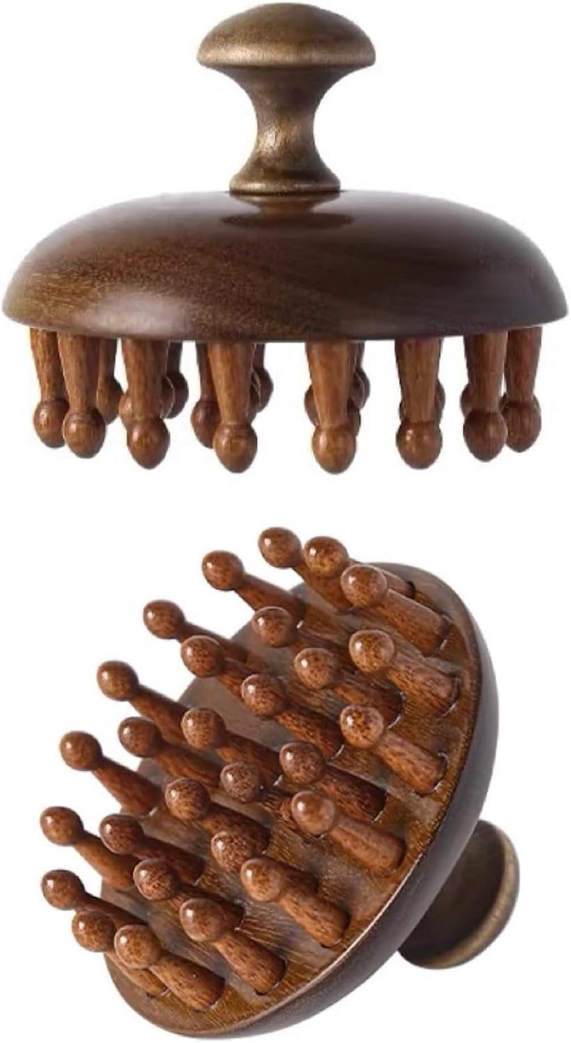 Flavoma Natural Wood Tooth Hair and Scalp Massager Comb | 28 Teeth Massage Comb | Stress Relief & Detox Shampoo Brush, Wet and Dry for Reduces Dandruff and Stimulates Hair Growth | Multifunctional Meridians Scalp Massager - Image 1