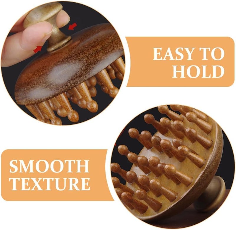 Flavoma Natural Wood Tooth Hair and Scalp Massager Comb | 28 Teeth Massage Comb | Stress Relief & Detox Shampoo Brush, Wet and Dry for Reduces Dandruff and Stimulates Hair Growth | Multifunctional Meridians Scalp Massager - Image 3