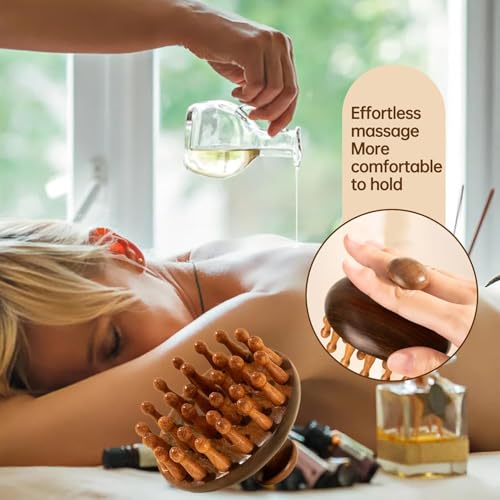 Flavoma Natural Wood Tooth Hair and Scalp Massager Comb | 28 Teeth Massage Comb | Stress Relief & Detox Shampoo Brush, Wet and Dry for Reduces Dandruff and Stimulates Hair Growth | Multifunctional Meridians Scalp Massager - Image 5