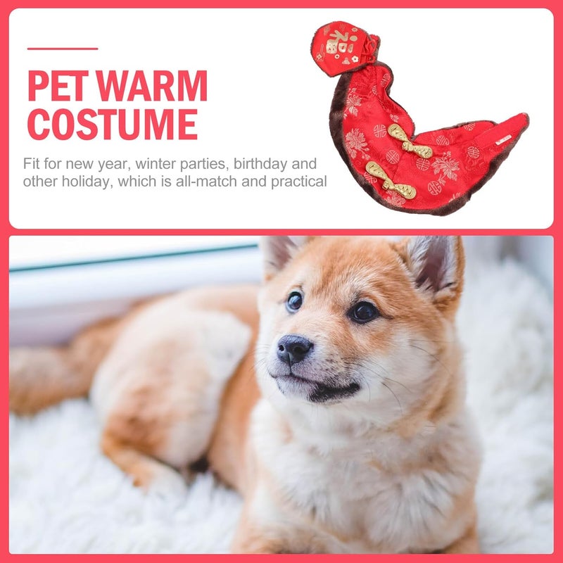 New Year Pet Cloak Winter Dress up Clothing Coffee Chrysanthemum Pattern Dog Cat Costume Cape for Photo Props and Party Outfit - Image 4