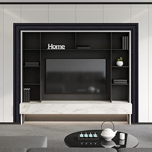 YLL YLL YLL Crown Molding Peel and Stick 3D Wall Edging Foam Baseboard Self Adhesive Wallpaper Border Flexible Base Moulding Trim Mirror Border Lines (Black 2PCS-178) - Image 4