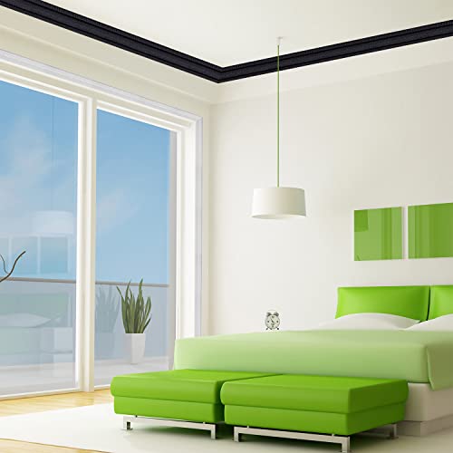 YLL YLL YLL Crown Molding Peel and Stick 3D Wall Edging Foam Baseboard Self Adhesive Wallpaper Border Flexible Base Moulding Trim Mirror Border Lines (Black 2PCS-178) - Image 2