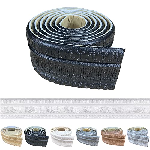 YLL YLL YLL Crown Molding Peel and Stick 3D Wall Edging Foam Baseboard Self Adhesive Wallpaper Border Flexible Base Moulding Trim Mirror Border Lines (Black 2PCS-178) - Image 1