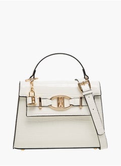 ELLE Women Textured Satchel Bag with Detachable Strap and Flap Closure  - Image 1