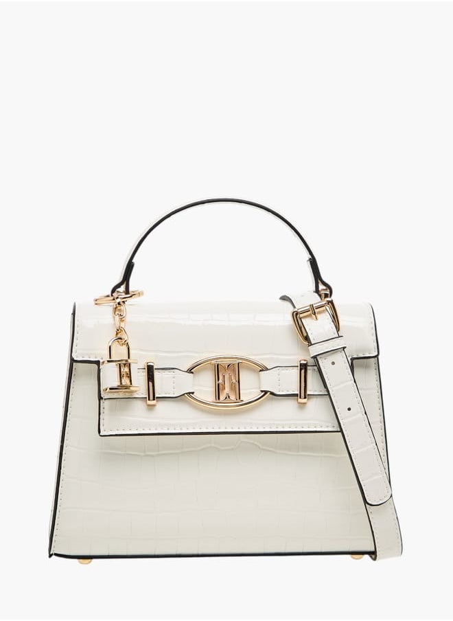 ELLE Women Textured Satchel Bag with Detachable Strap and Flap Closure  - Image 1