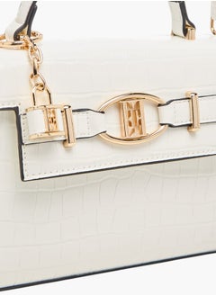 ELLE Women Textured Satchel Bag with Detachable Strap and Flap Closure  - Image 4