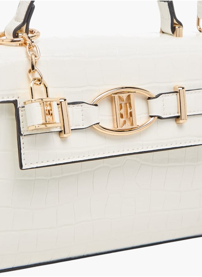 ELLE Women Textured Satchel Bag with Detachable Strap and Flap Closure  - Image 4