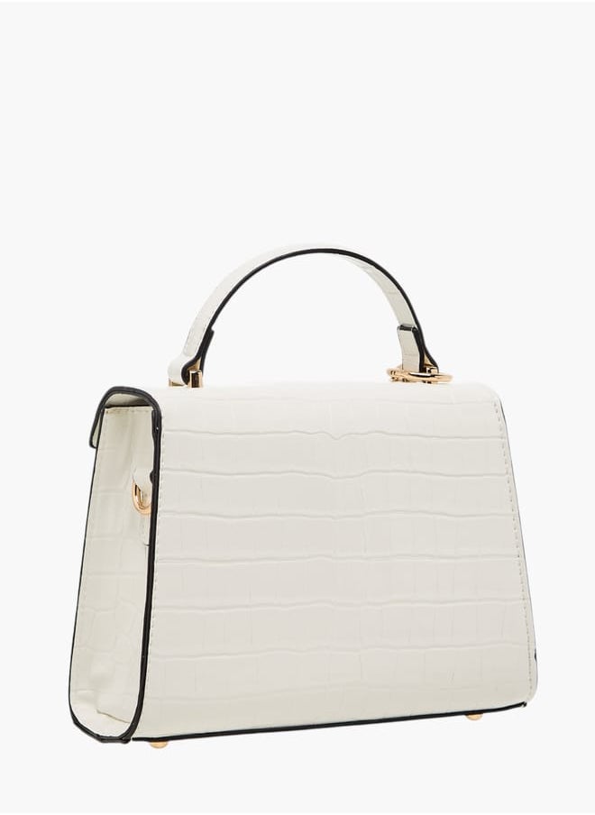 ELLE Women Textured Satchel Bag with Detachable Strap and Flap Closure  - Image 3