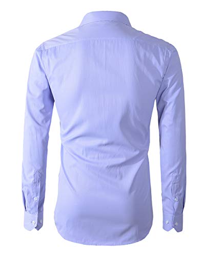 Beninos Men's Dress Shirts Solid Long Sleeve Texture Formal Shirt Business Casual Button Down Shirts (C455 Purple, M) - Image 2