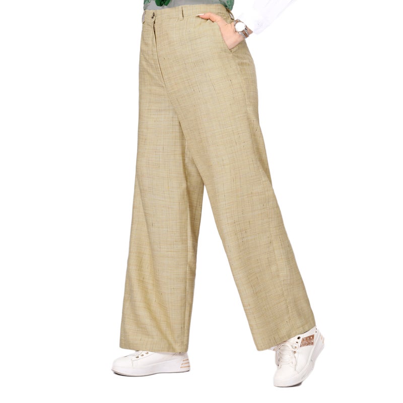 Smoky Egypt Womens Wide Leg Linen Blend Pants - Camel - Image 2