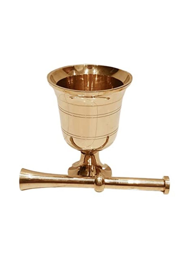 QUESERA Polished Heavy Brass Mortar for Enhanced Performance and Organic Appearance One Huge Mortar and Pestle - Image 1