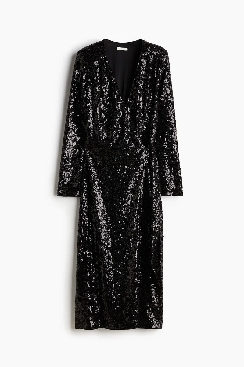 H&M Sequined wrap dress