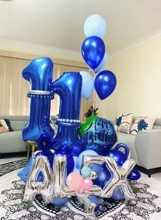 IWERP Navy Blue Number 11 Balloon 40 inch, 11 Number Balloon, 11th Navy Blue Birthday Decorations, 11 Year Old Girls Boys Blue Party Supplies - Image 2