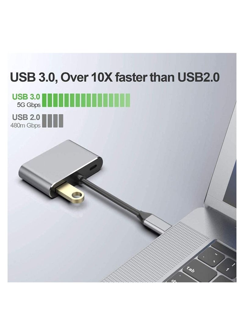 4 In 1 Type C Adapter Hub USB C to HDMI VGA Adapter XVZ USB C Hub with 4K HDMI 1080P VGA PD Charging Compatible with Nintendo Switch for Samsung for MacBook