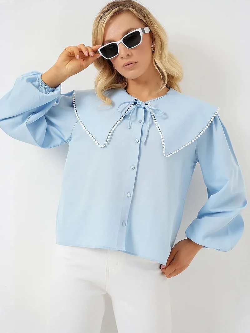 BIG DART BDART Poplin Baby Collar Shirt with Bow