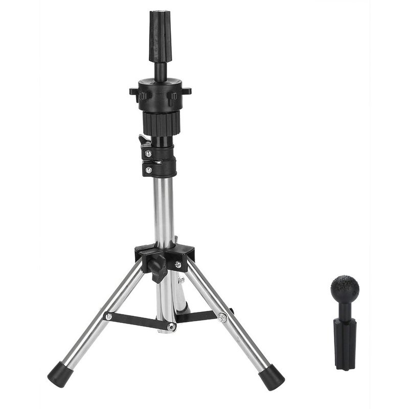 woobles Wig Stand, Adjustable Mannequin Head Support Metal Tripod Display Holder Bracket Ideal for Hairdressing Training at Home and Salon Use(Silver) - Image 1
