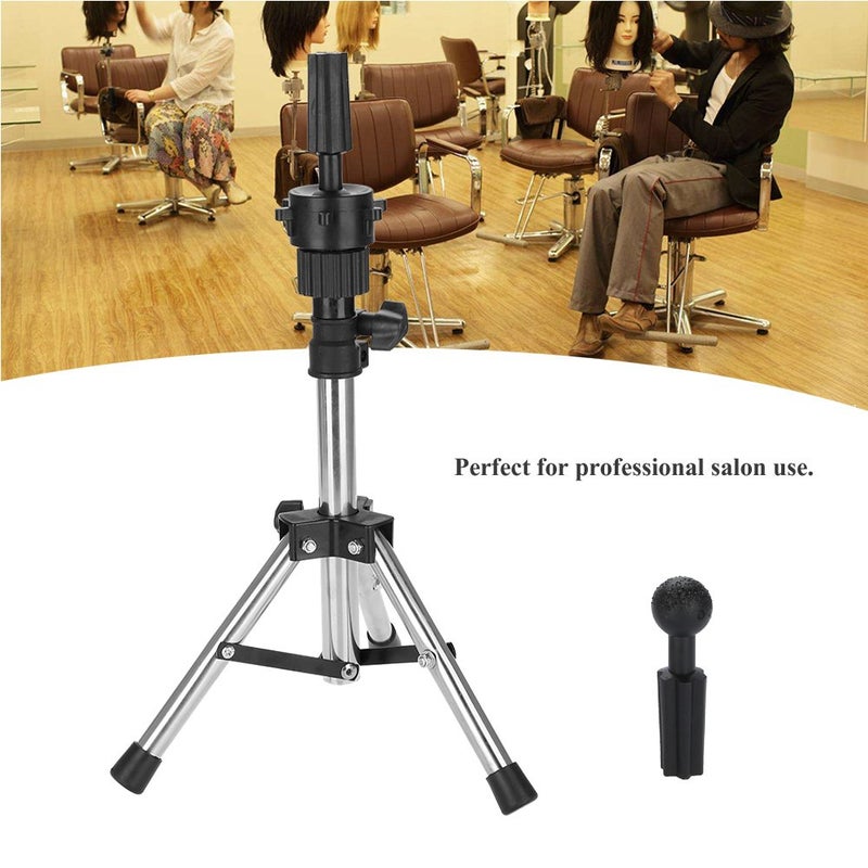 woobles Wig Stand, Adjustable Mannequin Head Support Metal Tripod Display Holder Bracket Ideal for Hairdressing Training at Home and Salon Use(Silver) - Image 4