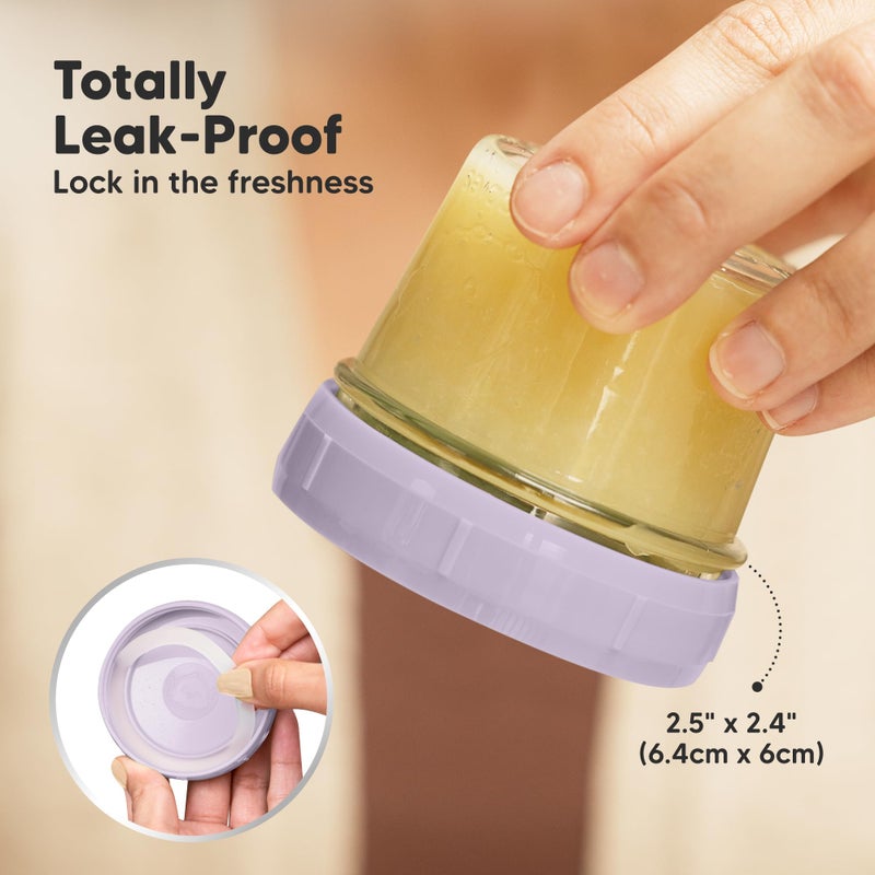KeaBabies 12pk 4oz Glass Baby Food Containers with Lids - Leak-Proof, Microwavable Small Glass Jars, Baby Purees & Toddler Snack Storage Containers, BPA-Free, Dishwasher & Freezer Safe (Lilac) - Image 2