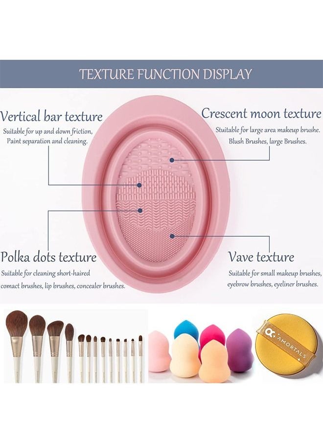 Ant - Brush, Makeup Brush Cleaning Mat, Silicone Makeup Brush Scrubber, Cosmetic Brush Cleaner, Brush Cleaning Pad, Foldable Makeup Brush, for Makeup Brush, Makeup Sponge (Pink) - Image 1