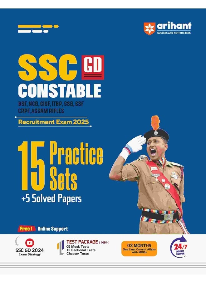 Arihant SSC GD Constable Recruitment Exam 2025 | With 15 Practice Sets and 5 Solved Papers | Free Online Support, SSC GD 2024 Exam Strategy, Test Package, 3 Months Current Affairs and 24/7 Doubt Solver for SSC GD 2024  - Image 1
