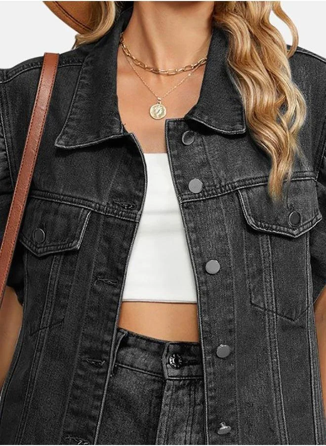 يونيكي Black Collared Sleeveless Jackets