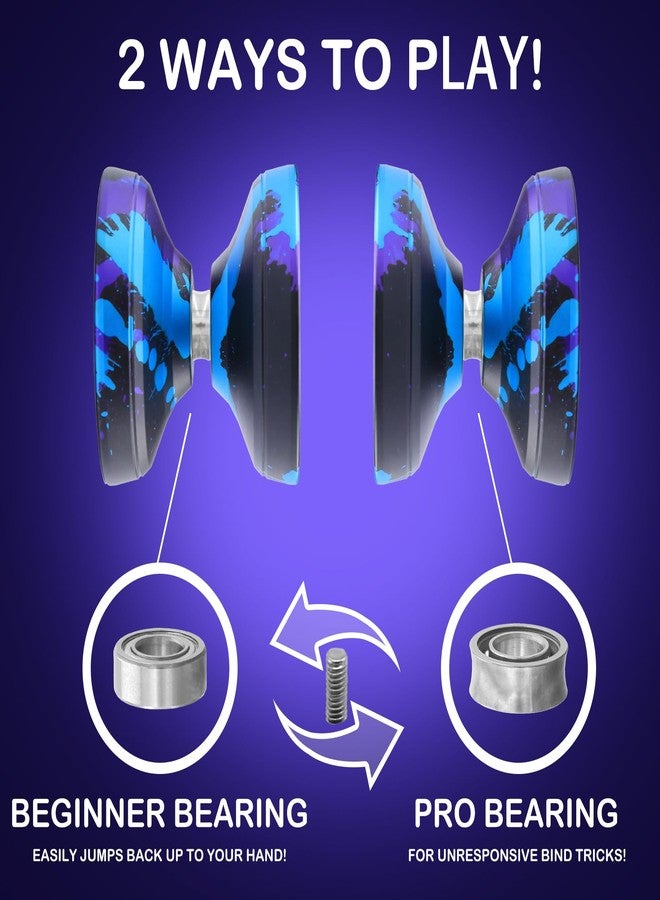 FETESNICE FS23 Finger Spin Yoyo Professional Responsive Yo-yo for Kids 8-12 or Above, Professional yo for Beginner, Unresponsive Yoyo for Advanced, Pro yoyo for Finger Spinning Tricks-Black Blue Pulple - Image 5
