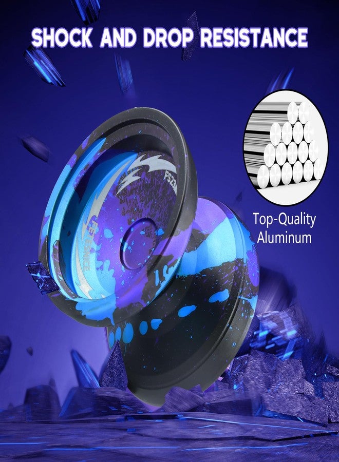 FETESNICE FS23 Finger Spin Yoyo Professional Responsive Yo-yo for Kids 8-12 or Above, Professional yo for Beginner, Unresponsive Yoyo for Advanced, Pro yoyo for Finger Spinning Tricks-Black Blue Pulple - Image 3