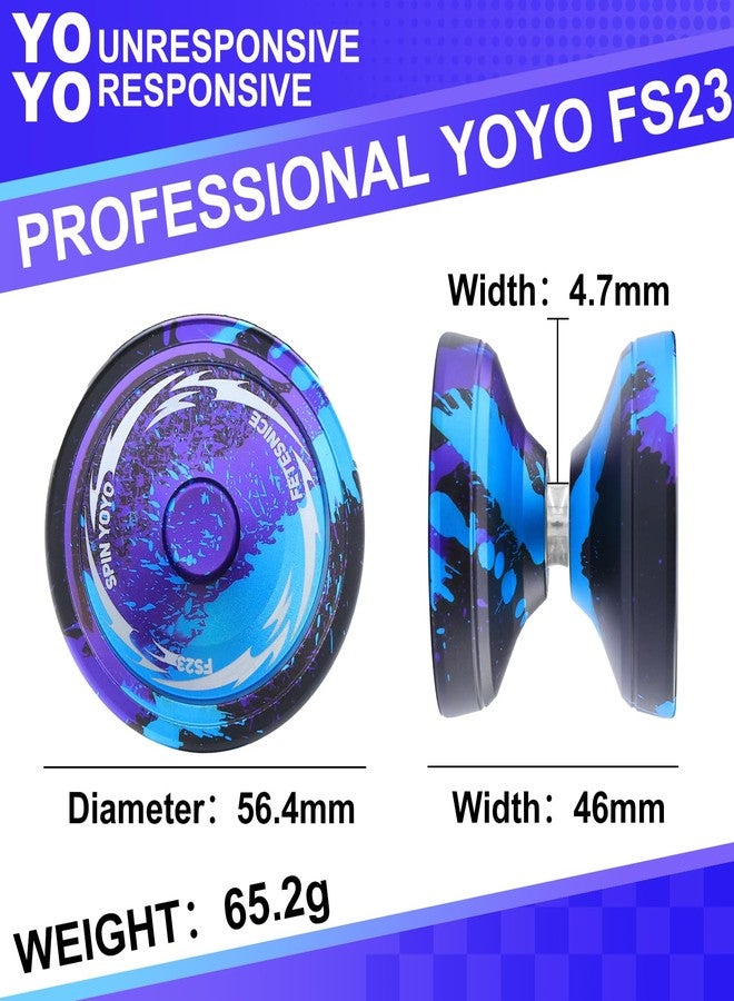 FETESNICE FS23 Finger Spin Yoyo Professional Responsive Yo-yo for Kids 8-12 or Above, Professional yo for Beginner, Unresponsive Yoyo for Advanced, Pro yoyo for Finger Spinning Tricks-Black Blue Pulple - Image 4