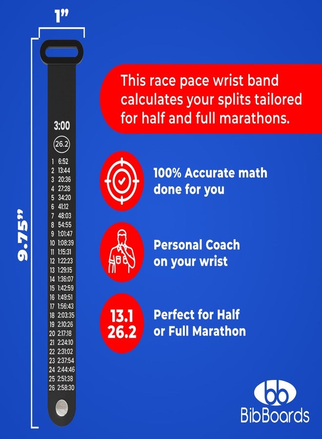 BibBoards Marathon Pace Band Half Marathon 3:00 - Your Personal Pace Coach for Races, Training - Waterproof, Lightweight Race Pace Band to Crush Goals - Running Accessories for Half & Full Marathons - Image 3