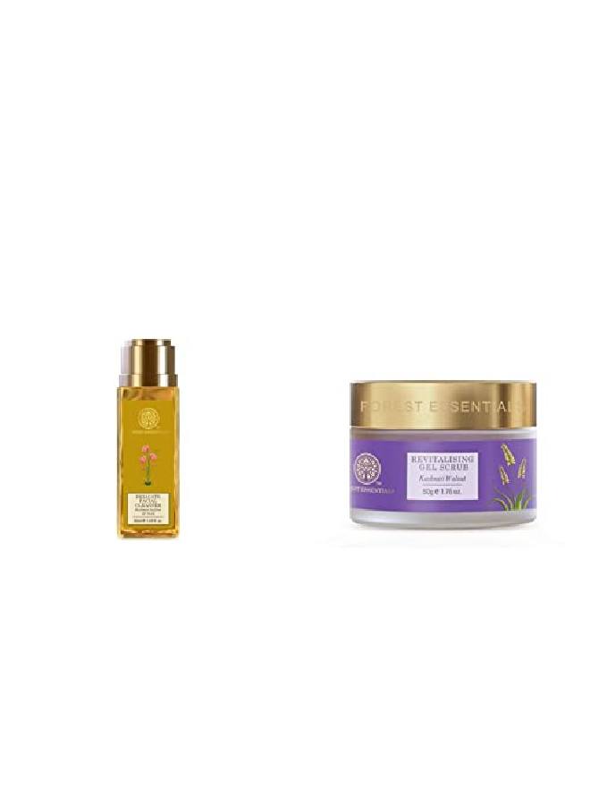 Forest Essentials Delicate Facial Cleanser Saffron And Neem 50Ml And Revitalising Kashmiri Walnut Gel Scrub 50G - Image 2