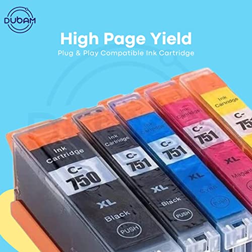 Dubam 750 XL & 751 XL Ink Cartridges for Use in Canon iP7270, MG 5470, 5570, IX6770, 6870, 6370, 6470, 7170, IP 8770, MX 927 Printers (1 Sets) - Image 3