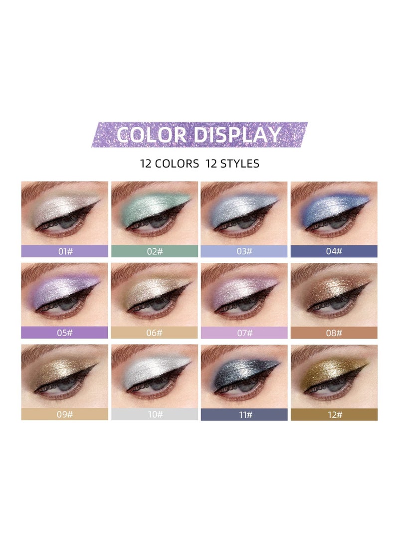 SYOSI 12 Colors Liquid Glitter Eyeshadow Set, Multi-dimensional Metallic Glitter Shimmer Smokey Eye Looks Waterproof Long Lasting Quick-Drying Sparkling Eye Shadow Makeup Kits - Image 2