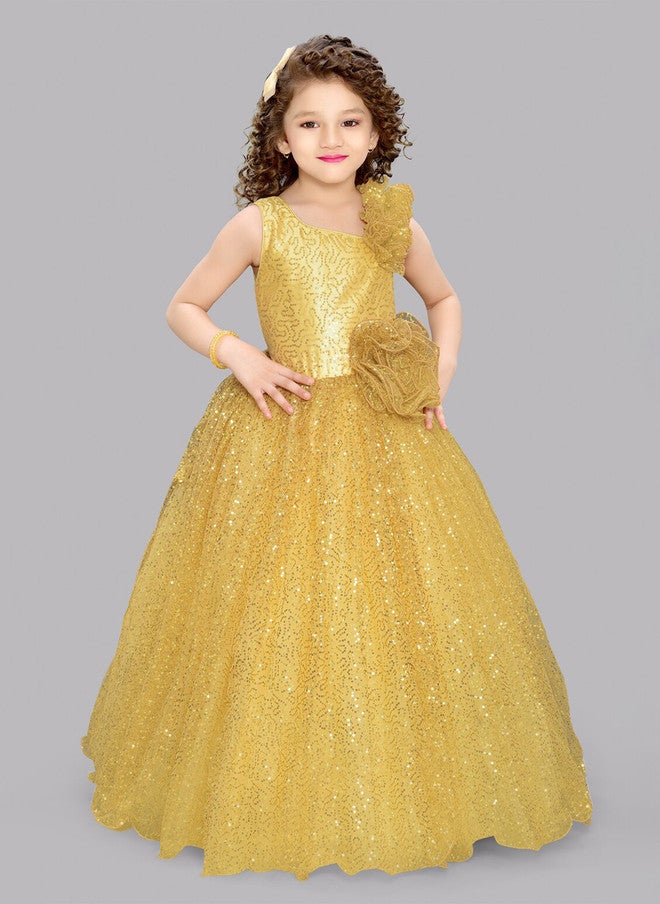 PinkChick فستان ماكسي مزين بالذهب للفتيات - Image 1