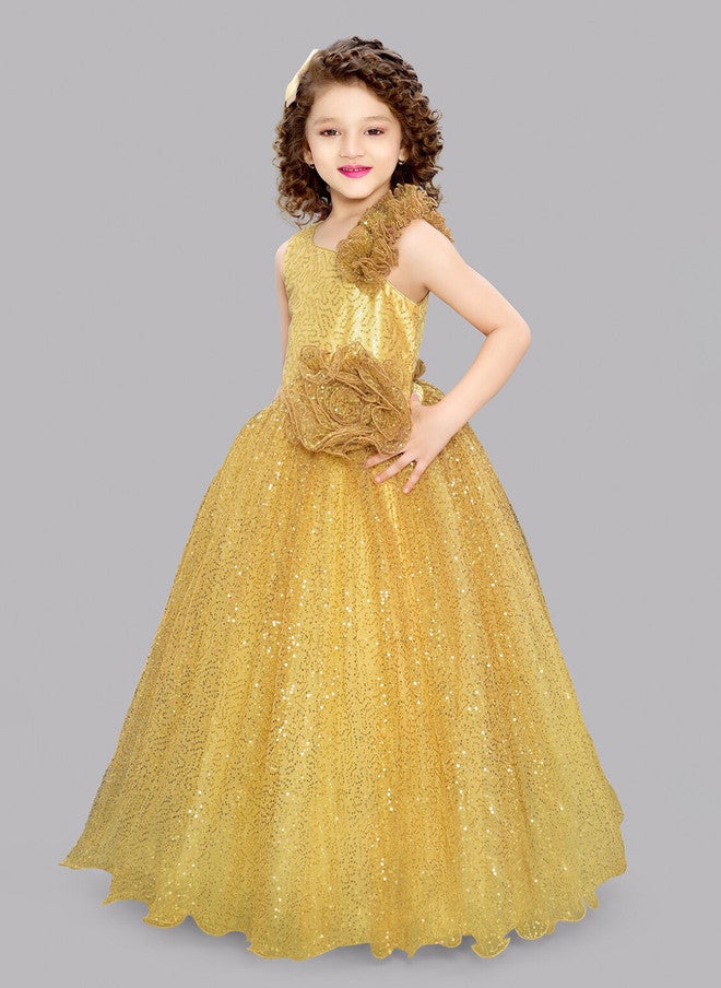 PinkChick فستان ماكسي مزين بالذهب للفتيات - Image 4