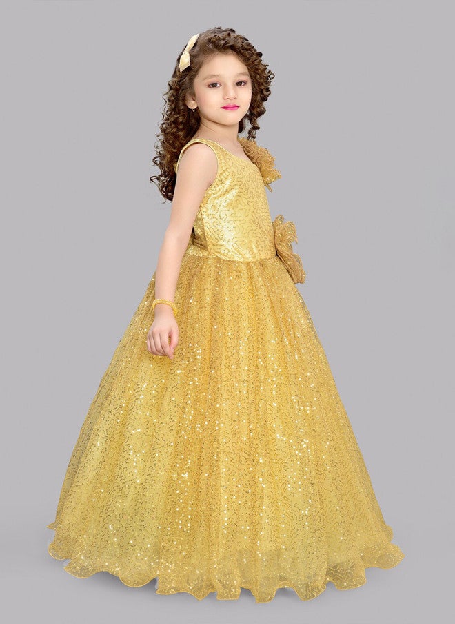 PinkChick فستان ماكسي مزين بالذهب للفتيات - Image 3