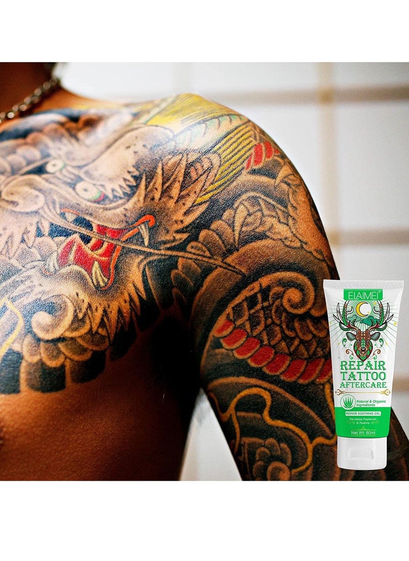 Elaimei - Tattoo Aftercare Soothing Gel and Moisturizer for New Tattoos Soothing Tattoo Care with Natural Ingredients Prevents Skin Irritation and Damage Fragrance-Free 60ml - Image 1