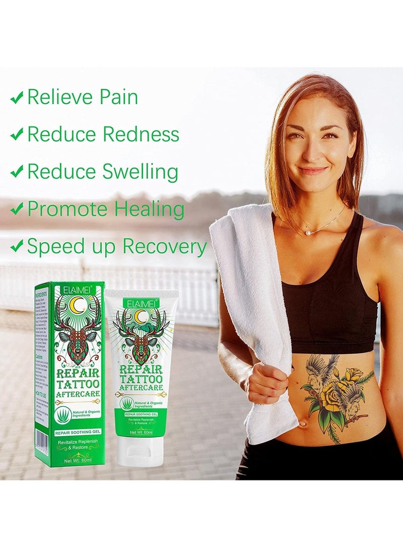 Elaimei - Tattoo Aftercare Soothing Gel and Moisturizer for New Tattoos Soothing Tattoo Care with Natural Ingredients Prevents Skin Irritation and Damage Fragrance-Free 60ml - Image 1