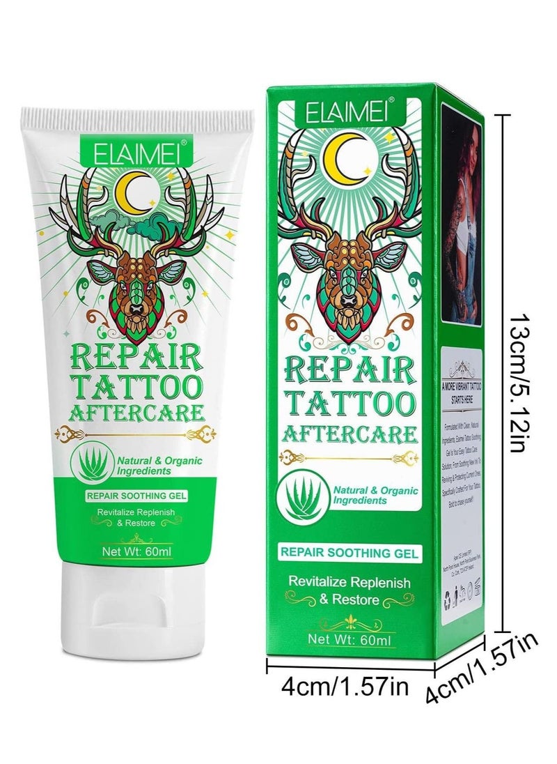 Elaimei - Tattoo Aftercare Soothing Gel and Moisturizer for New Tattoos Soothing Tattoo Care with Natural Ingredients Prevents Skin Irritation and Damage Fragrance-Free 60ml - Image 1