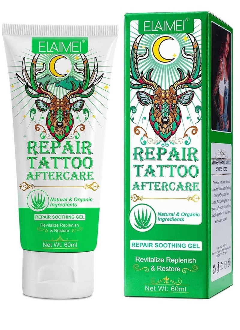 Elaimei - Tattoo Aftercare Soothing Gel and Moisturizer for New Tattoos Soothing Tattoo Care with Natural Ingredients Prevents Skin Irritation and Damage Fragrance-Free 60ml - Image 1