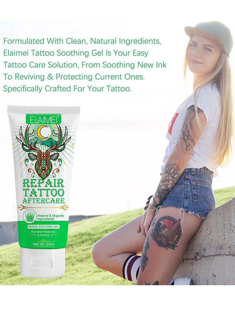 Elaimei - Tattoo Aftercare Soothing Gel and Moisturizer for New Tattoos Soothing Tattoo Care with Natural Ingredients Prevents Skin Irritation and Damage Fragrance-Free 60ml - Image 1