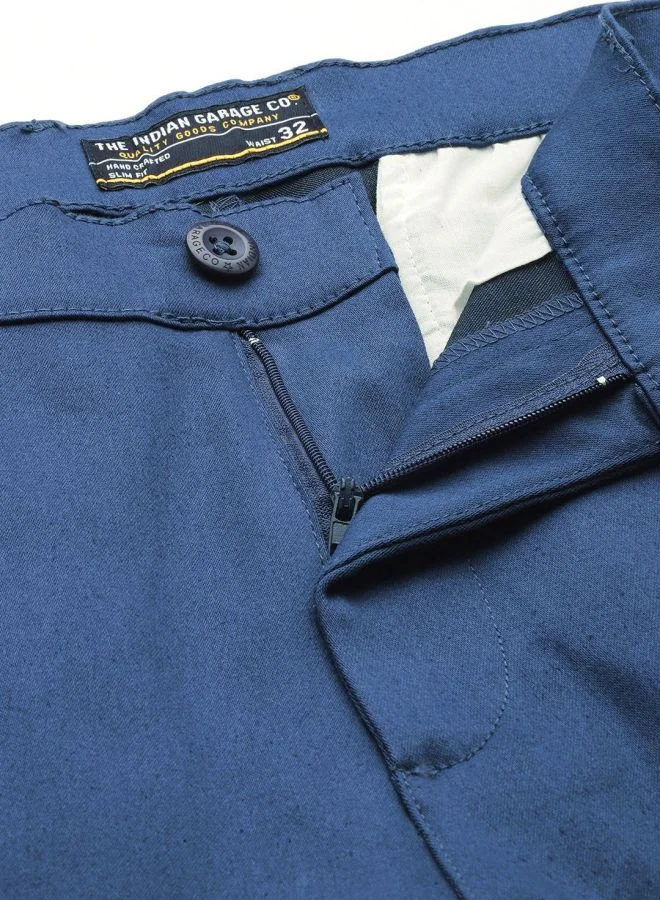 The Indian Garage Co Men Slim Fit Solid Mid-Rise Stretchable Chinos