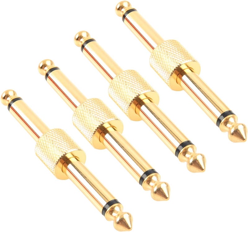 Devinal Professional Guitar Pedal Coupler, 1/4 inch TS Guitar Effects Pedal Connector Straight Type, Gold Planted (4 Pack) - Image 1