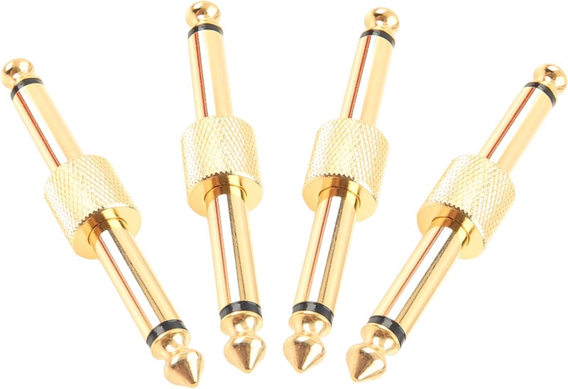 Devinal Professional Guitar Pedal Coupler, 1/4 inch TS Guitar Effects Pedal Connector Straight Type, Gold Planted (4 Pack) - Image 4
